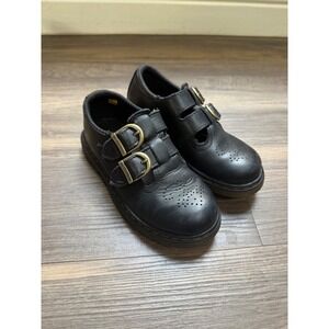 Dr. Marten's Girls Softy T Leather Mary Janes Double Buckle Black Size 11